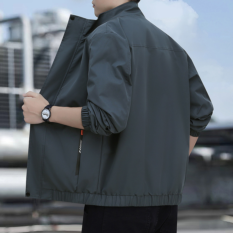 Chaqueta de hombre primavera y otoño 2024 nueva moda de abrigo casual de cuello, ropa de hombre joven, ropa delgada, tamaño grande