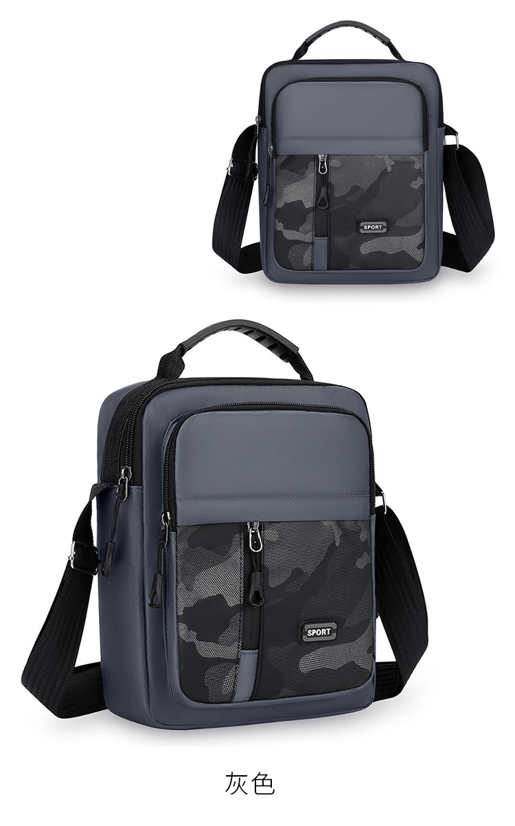 179g Weight Polyester Lining Material Sewing Thread Fashion Element Zipper Closure Type Sling Strap Strap Type Shoulder Bag Bags Type Casual Occasion Oxford Cloth Material Camouflage Pattern All Seasons Season Men's Gender Streetwear Style Square Shape Men's Camouflage Oxford Cloth Sewing Thread Zipper Shoulder Bag 15