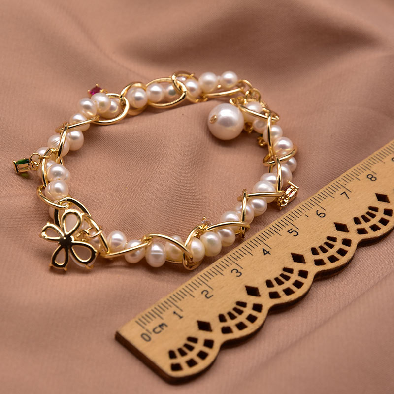 XlentAg pulsera de perlas de agua dulce natural mujer moda europea y americana personalidad original hecha a mano joyas de perlas