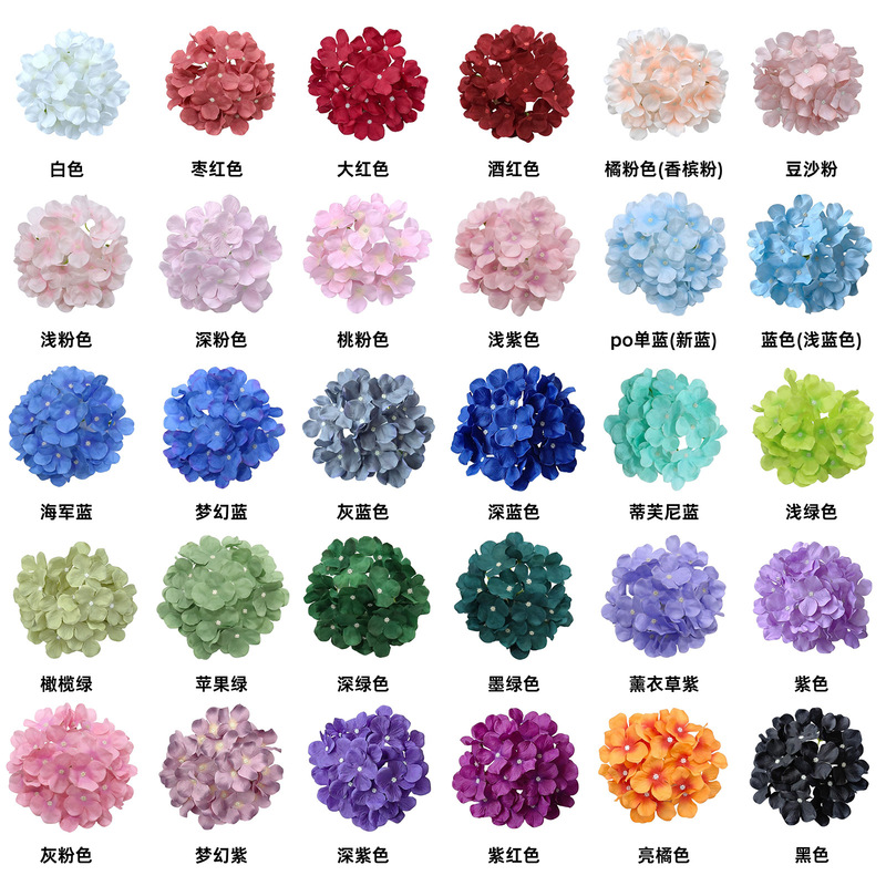 Hydrangea Flower Heads for Wedding Scene Decoration, Artificial Flowers, Silk Flowers, Flower Heads, Flower Wall Decoration, Fake Flowers, Cross-Border