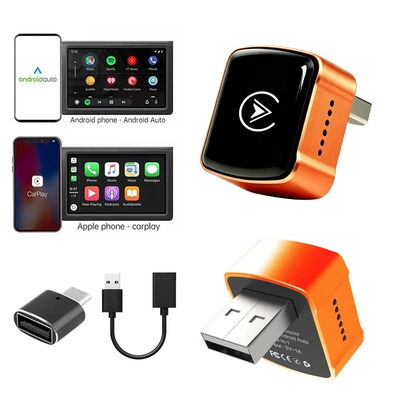 breathing light 2-in-1 CarPlay: Simsiz CarPlay və Android Auto - k8-orange-adapter-extension-cable-overseas-version