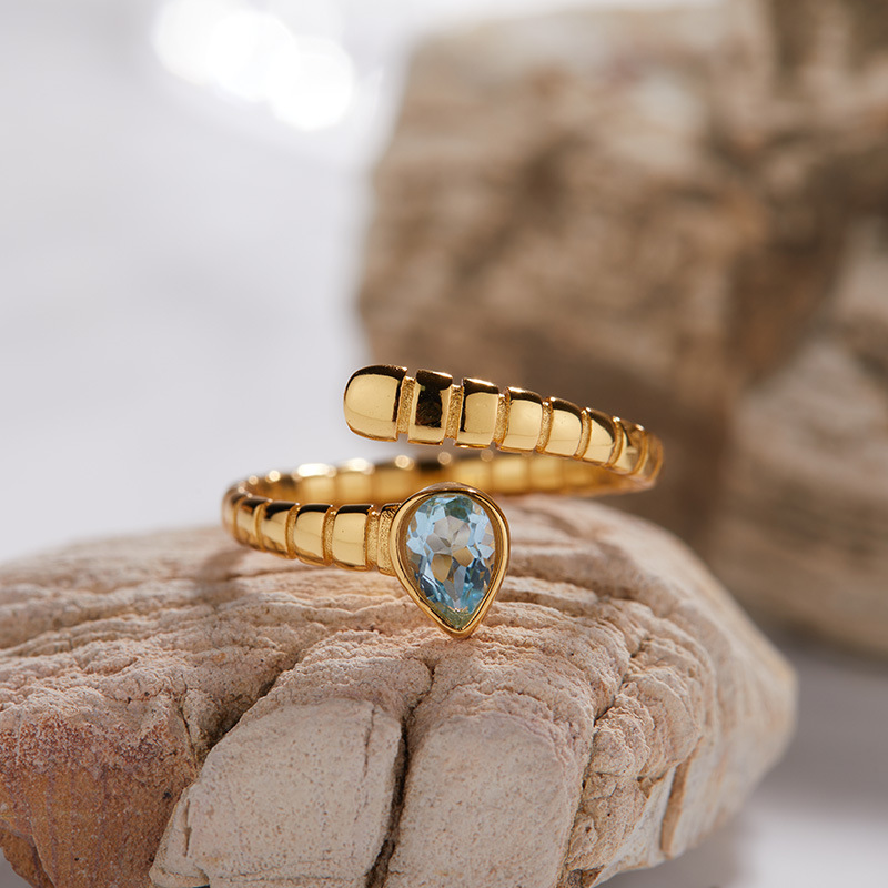 3g Weight Open Rings Classification Adjustable Ring Size 1 Piece Quantity Daily, Street Occasion 925 Sterling Silver, natural stone, Crystal Material Geometric Pattern All Seasons Season Women's Gender Simple Style, Classic Style Style 925 Sterling Silver Natural Stone Crystal Geometric Open Rings 12