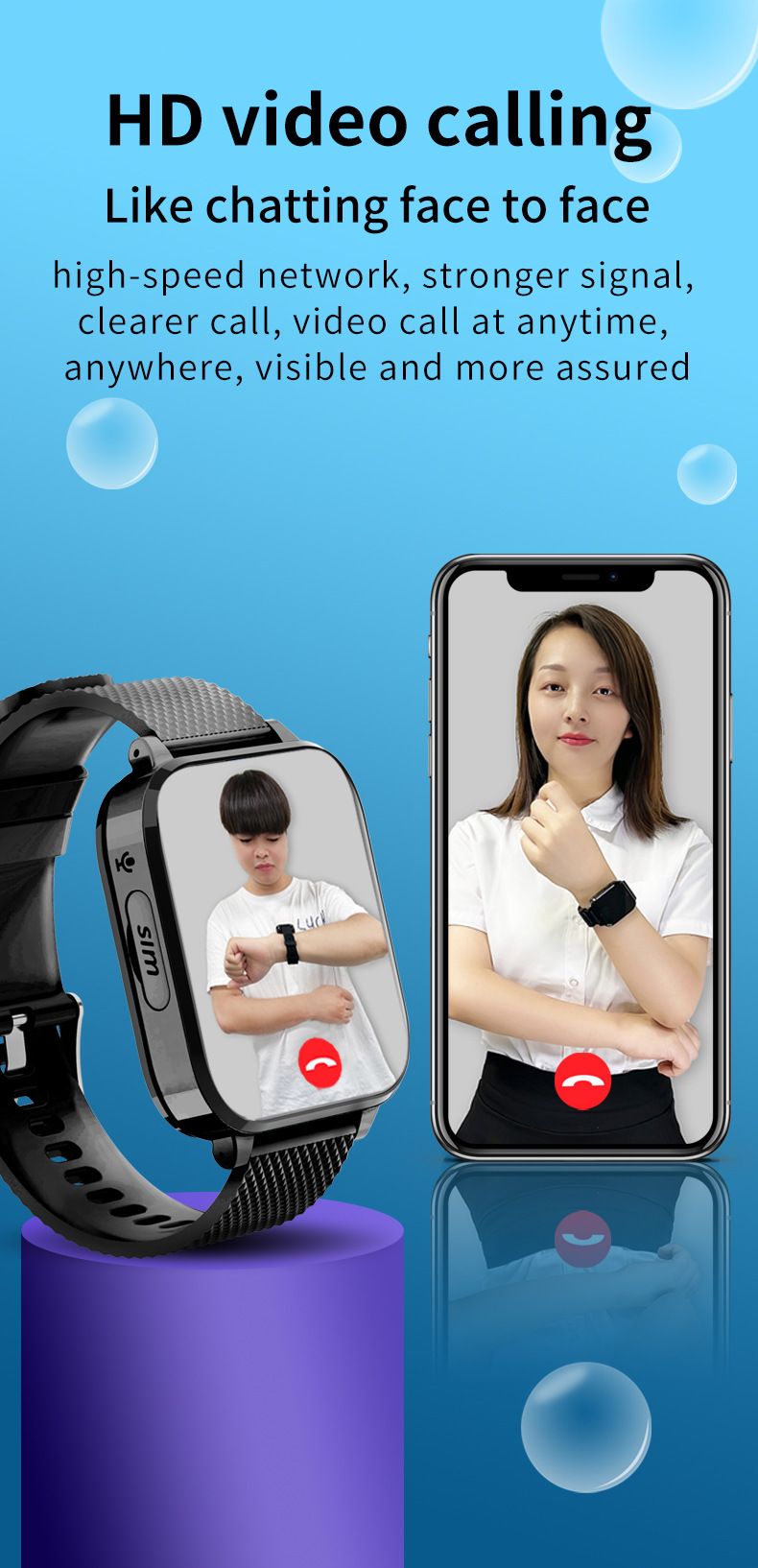1.7-inch IPS pink cross-border children's watch smartwatch SOS photo positioning video call smartwatch Specification drawing