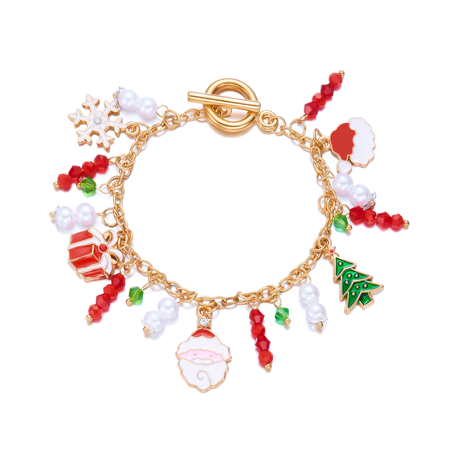 Navidad europea y americana transfronteriza nueva creativa de dibujos animados de Navidad pan de jengibre hombre de Navidad colgante de árbol de Navidad pulsera de aleación al por mayor image 10