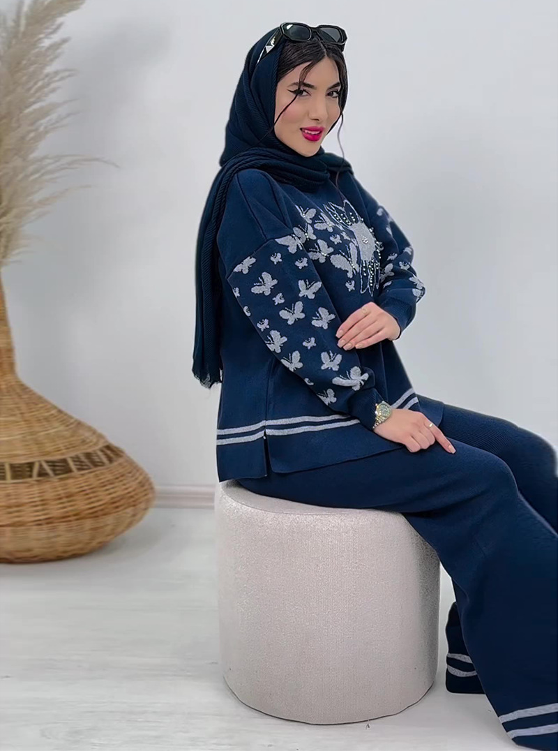 Women's Knitted Two Piece Suit Baseball Style Casual Set_voghion.com