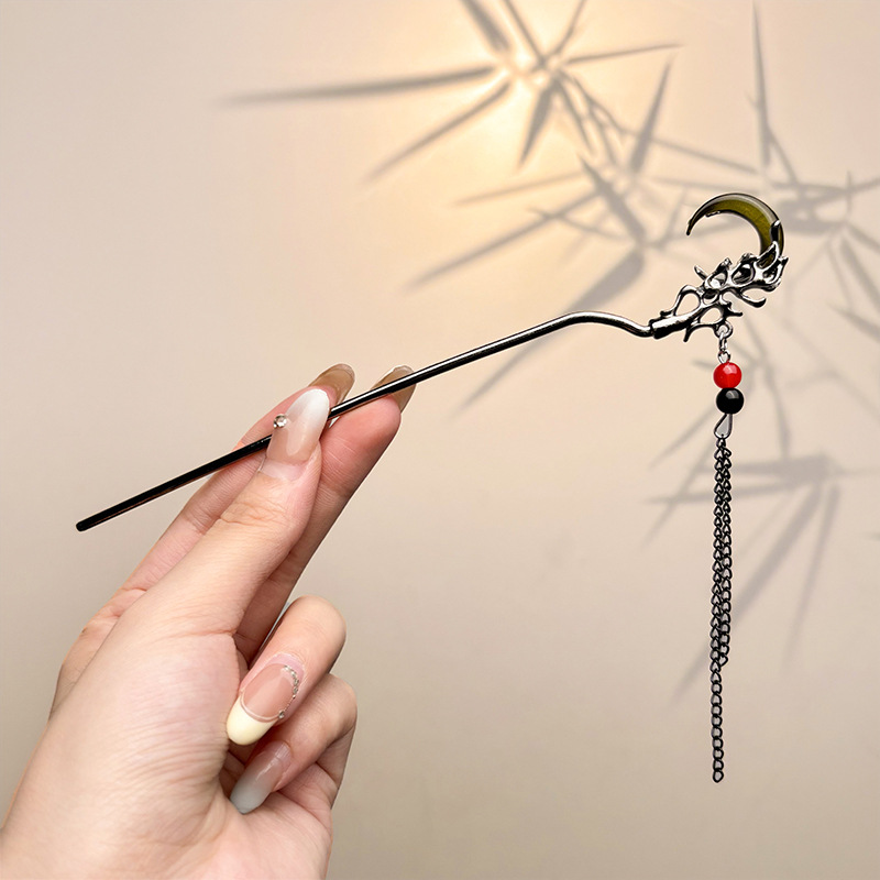 Nueva horquilla china 2025 nuevo estilo estilo antiguo horquilla mujer falda de cara de caballo de alta calidad estilo nacional horquilla de madera paso a paso horquilla tocado