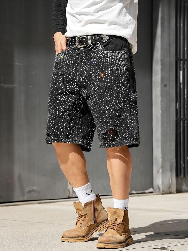 H 24256 Trendy Distressed Denim Shorts