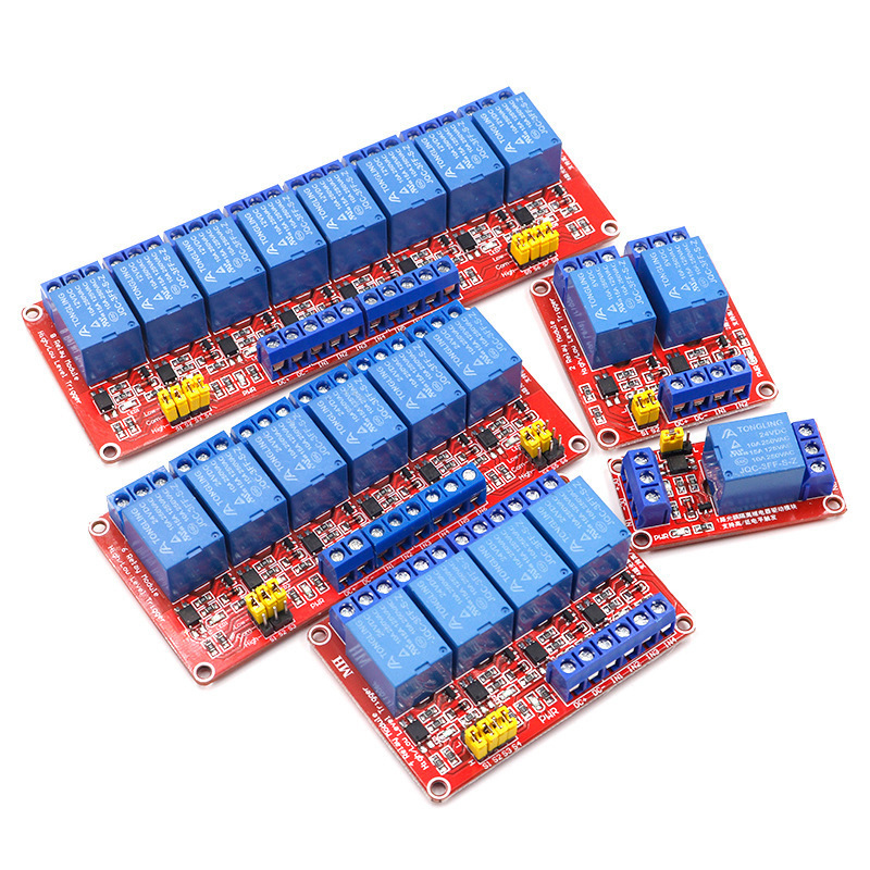 1/2/4/8路 5V12V24V继电器模块带光耦隔离支持高低电平触发扩展板