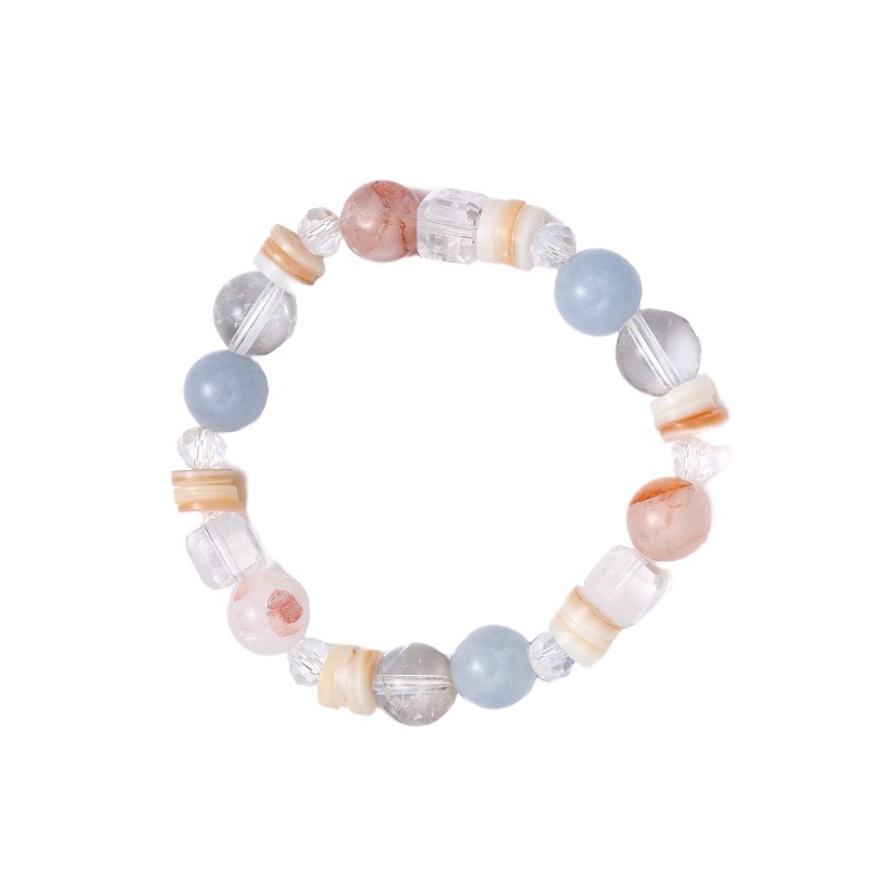 Nuevas vacaciones de estilo chino en el mar primavera goma roja flores de cristal blanco conchas de anabavia piedra natural pulsera de cuentas pulsera mujer