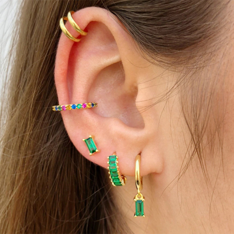 1 Pair Quantity 1 Pair 925 Sterling Silver Zircon Geometric Earrings
