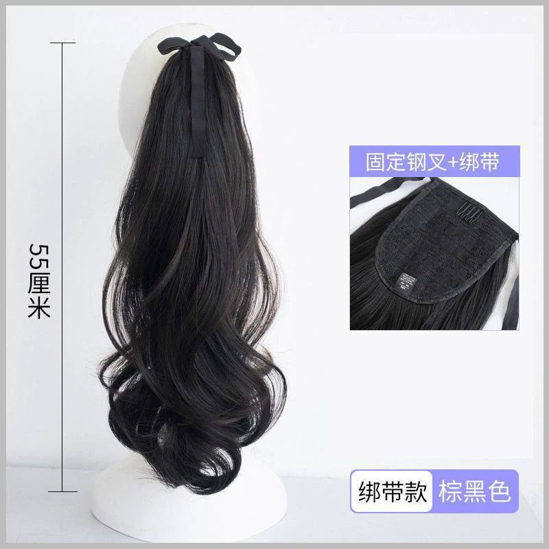 Falsa cola de caballo femenina simulación cabello agarrador tipo flor de pera natural ondulado rollo alto cráneo red vigor ligero cola de caballo alta