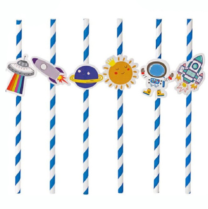 Amazon Cross-border Space Theme Party Torta de paja Tarta de tarjeta Fiesta de carnaval Rocket Star Planet Props