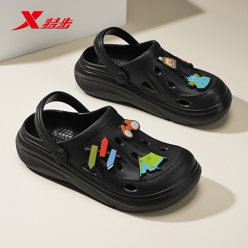 Xtep 本物のカップル下駄男性と女性のための同じスタイル DIY ビーチシューズ 2025 夏通気性アウターウェア包頭サンダル|undefined
