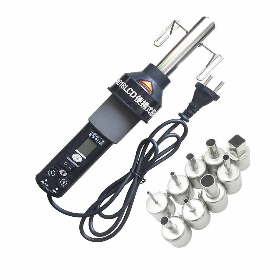 热风枪GJ8018lcd便携式控温热风枪110v220v调温数显风枪9件套