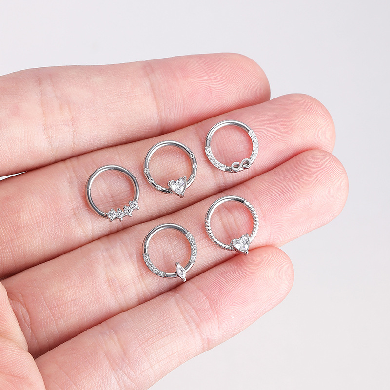 2023 New Hot Stainless Steel Diamond CZ Nose Ring Zircon Nose Decoration Women's Elegant Fashion Nose Hoop detail image 8
