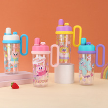 新款卡通儿童双饮水杯茶水分离塑料杯男女学生大容量便携手柄杯