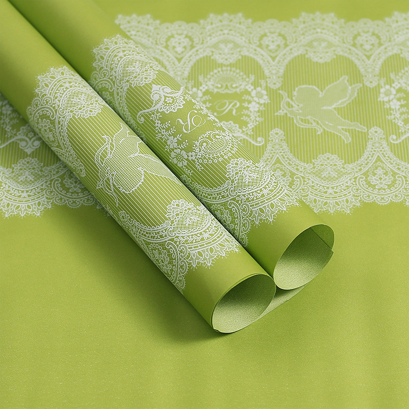 Papel de embalaje para flores con bordes de encaje, de alta calidad, para floristería, transfronterizo, al por mayor