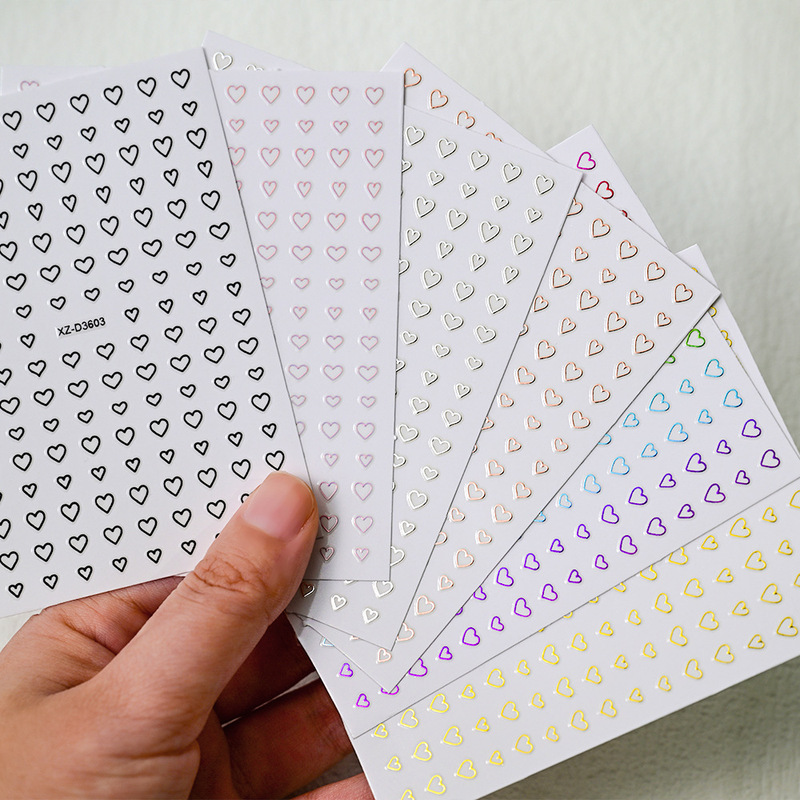 Simple Small Size Nail Art Sticker Hollow Out Small Love Star Letter Nail Sticker Adhesive Self-adhesive Nail Art Decoration