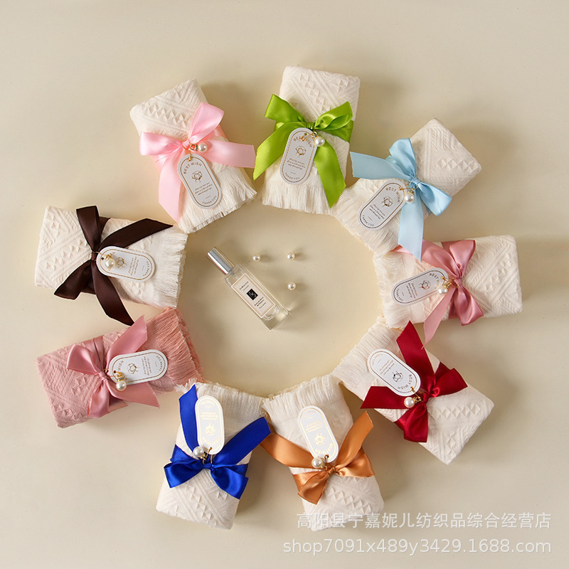 Pure Cotton Tassel Towel Hand Gift Wedding Return Wedding Towel Company Event Opening Gift Hand Gift Towel