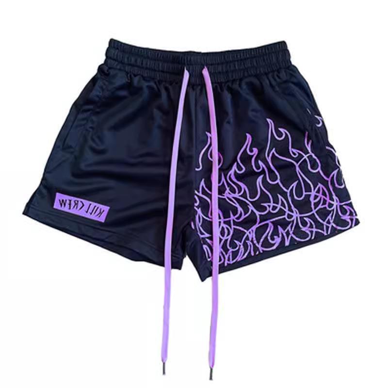 Purple Medium Pants Men's Sports Basketball Casual Pants High Street Fashionable Loose Large Pants Beach Pants Summer