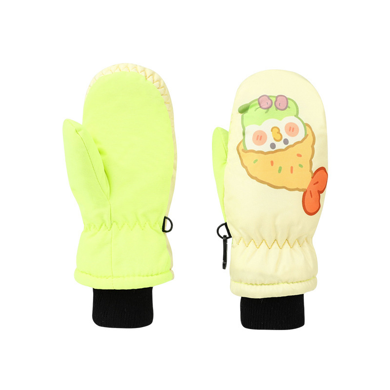 かわいいプリント子供用スキーグローブ、冬用暖かい指付きグローブ、アウトドアスポーツ防風防寒グローブ、トレンディ|undefined