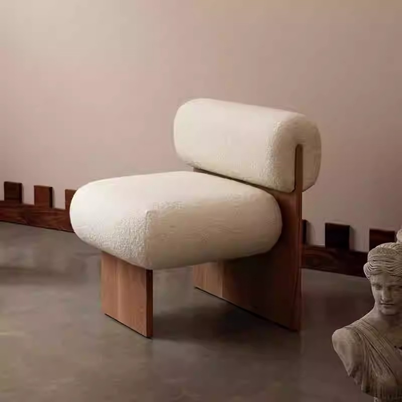 Silla de ocio minimalista Silla de sofá individual Silla de sofá de madera maciza Silla nórdica Wabi-Jifeng Apartamento pequeño Sala de estar Casa de familia Silla individual