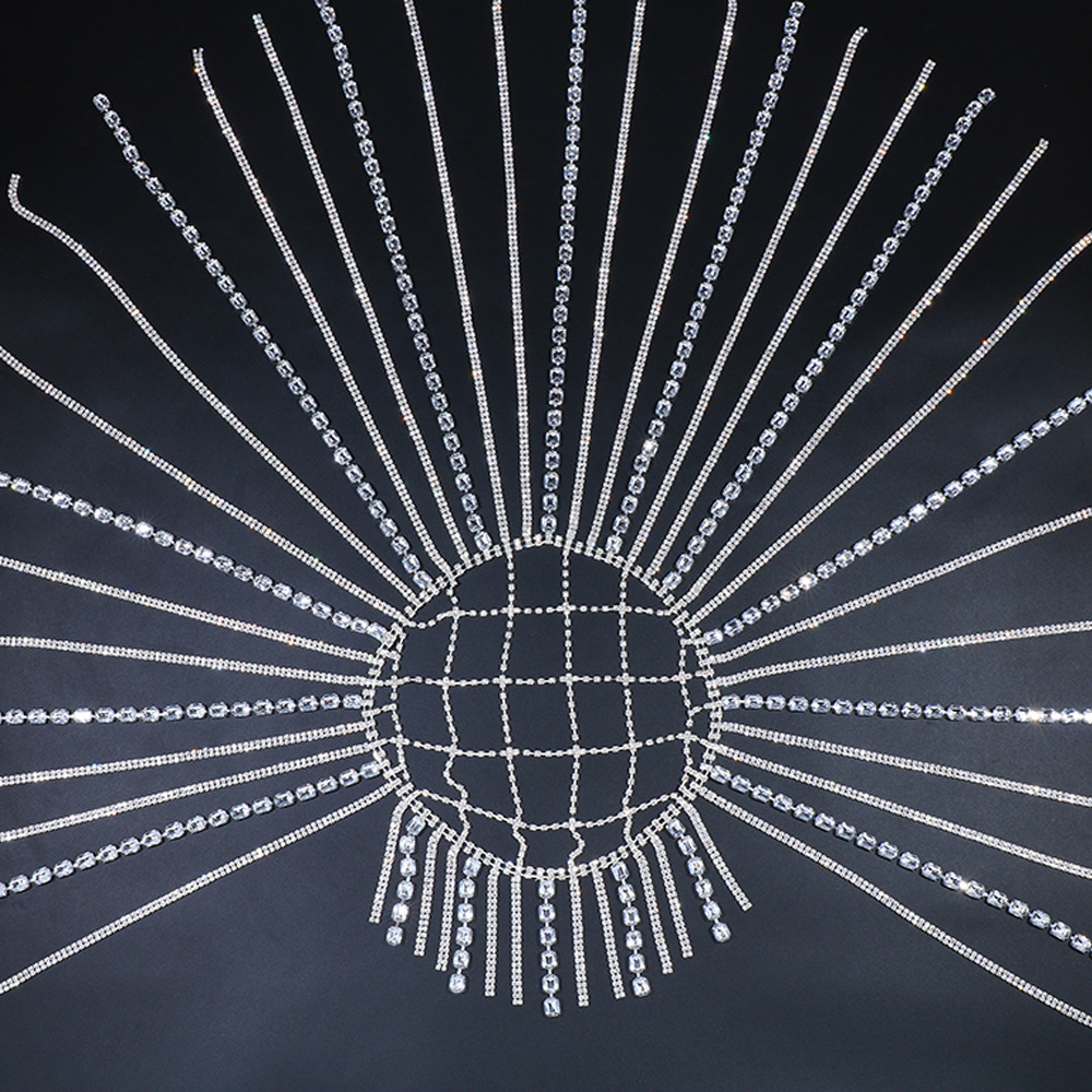 Transfronteriza Venta caliente Cadena de pelo de diamantes de imitación personalidad europea y americana exagerada borla larga diadema de lujo tocado