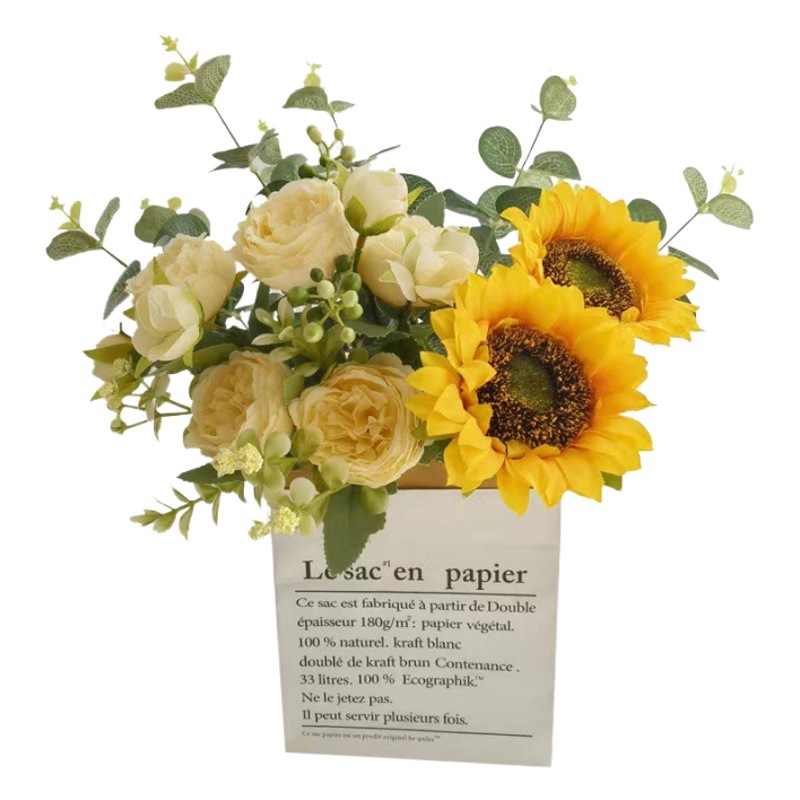 INS girasol flor artificial decoración salón comedor Mesa decoración floral ramo de flores secas accesorios de fotografía