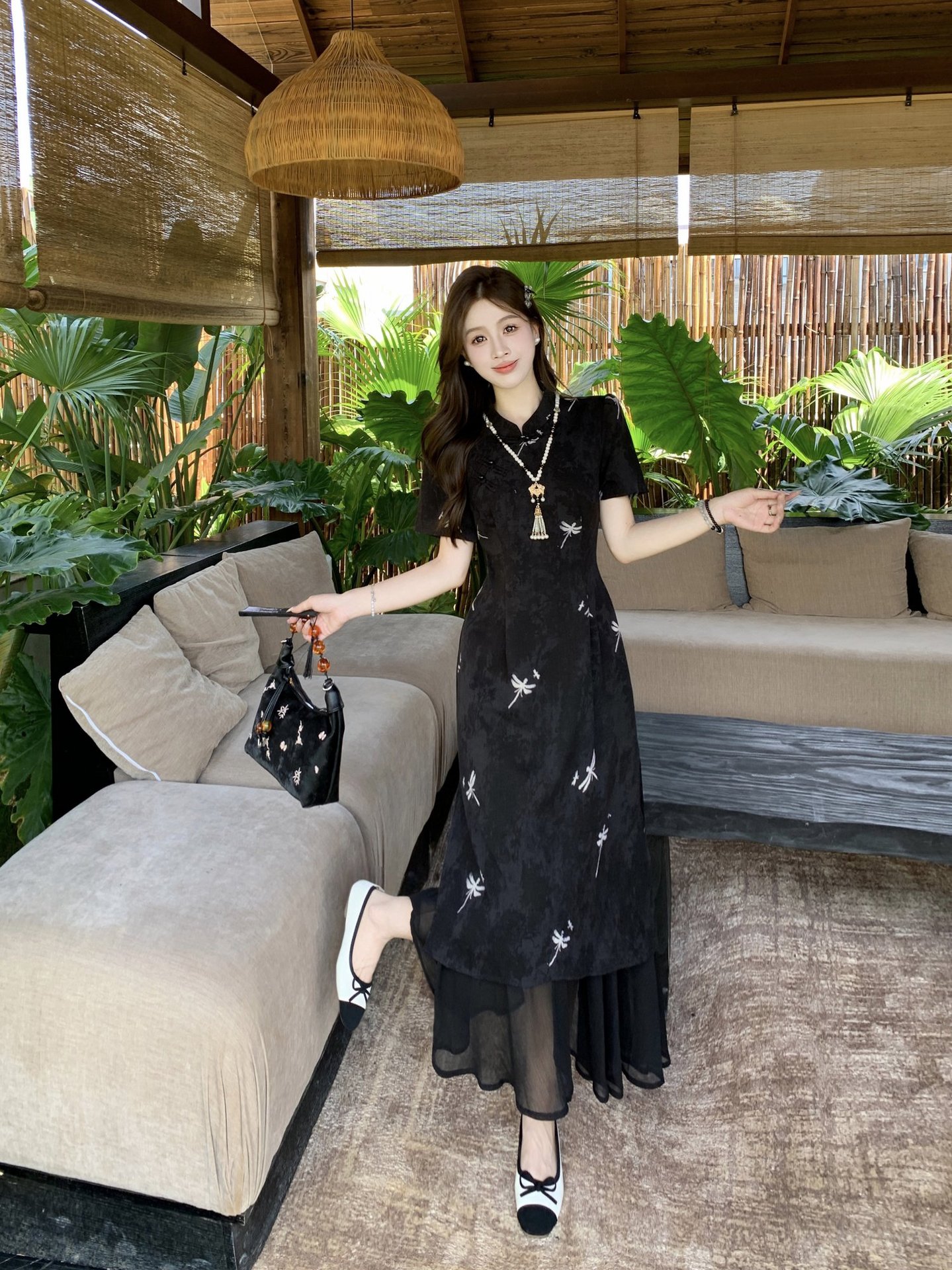GraceChic New Chinese National Style Buttoned Cheongsam For Women Summer Plus Size Slimming High-end Elegant Long Dress_voghion.com