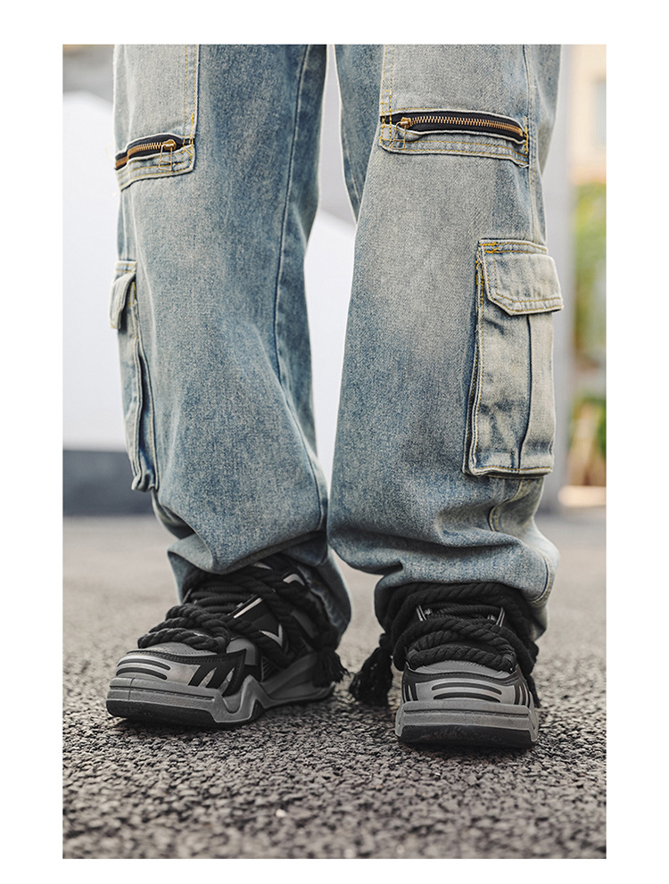 Novos sapatos esportivos masculinos de outono de 2024, sola grossa e antiderrapante, versão coreana, moda moderna, design de nicho, sapatos de pão_voghion.com