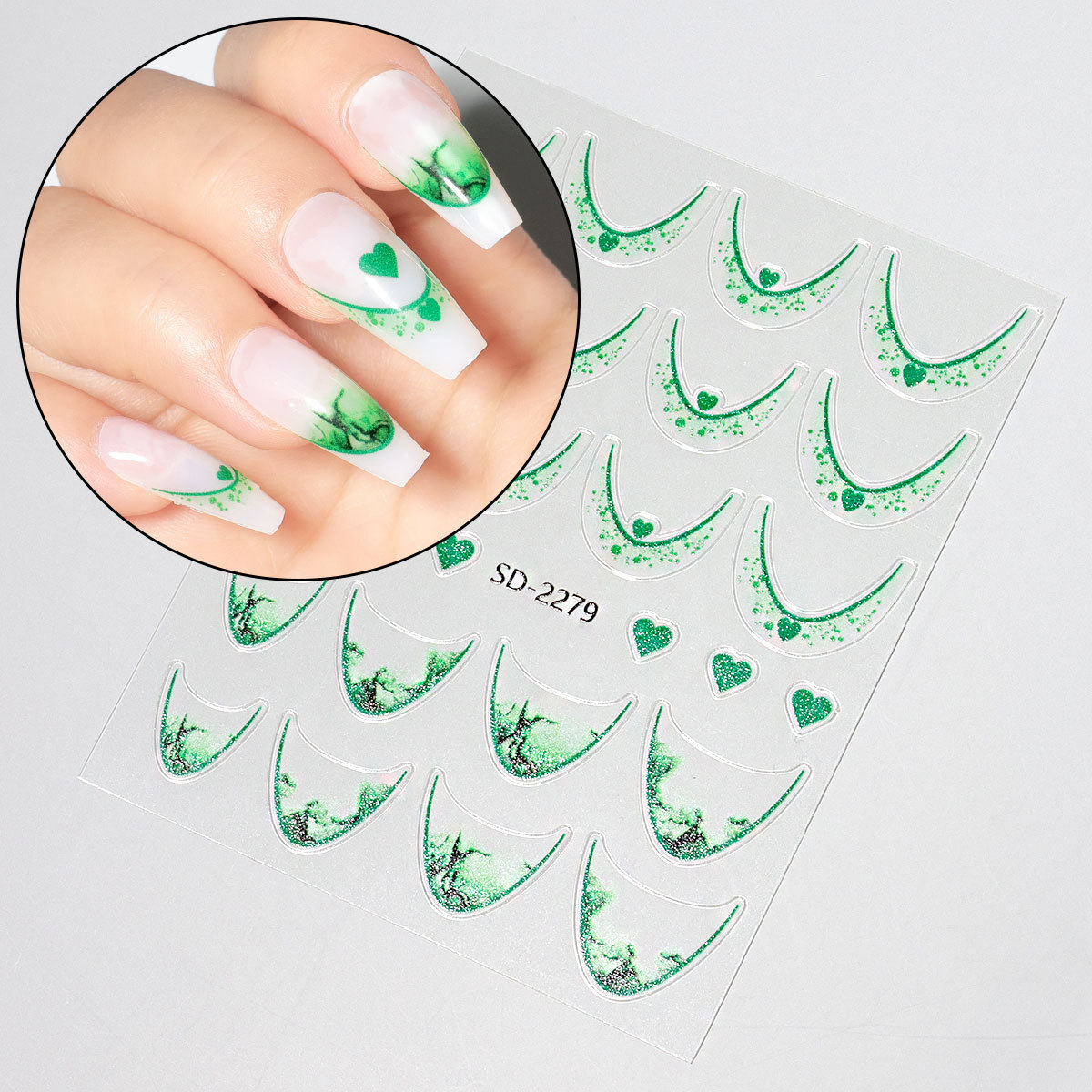 Etiqueta engomada de uñas francesa degradada de estilo explosivo transfronterizo Etiqueta engomada de accesorios de uñas de bricolaje Etiqueta engomada adhesiva INS Etiqueta engomada de uñas en stock