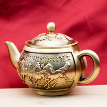 黄铜特大号八骏马茶壶创意铜工艺品桌面摆件装饰品功夫茶茶壶批发