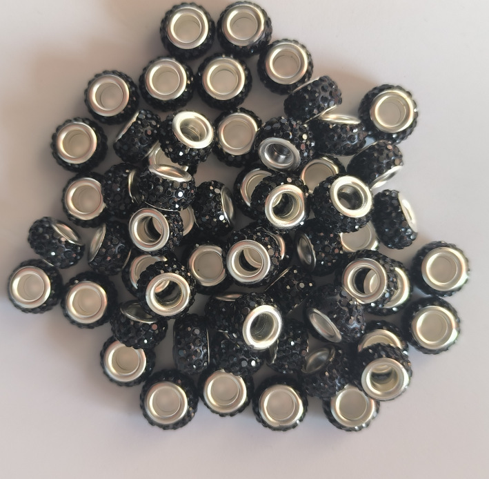 7*12mm気目にドリルの大きな穴を入れるビーズ5mm穴の香巴拉珠軟陶泥ドリル鶏眼白黒ビーズb44|undefined