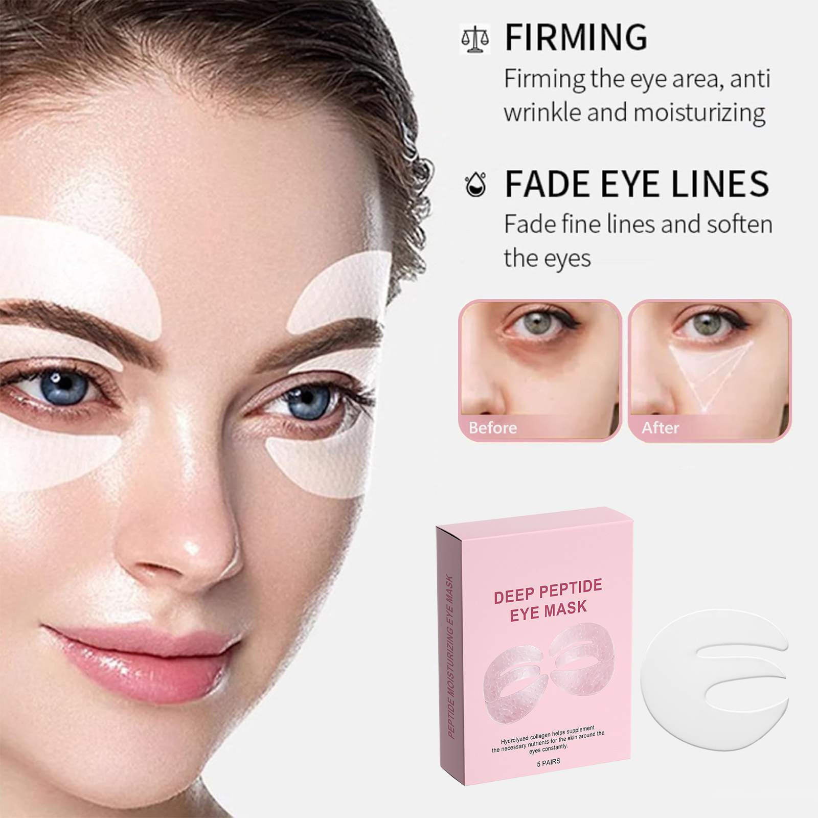 Cross-Border Best-Selling Collagen Moisturizing Eye Mask, Gentle and Skin-Friendly, Hydrating and Caring for the Skin Around the Eyes, Smoothing and Fine-Textured Eye Patches