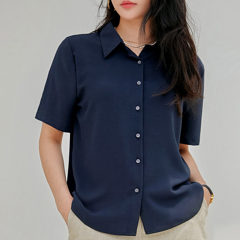 法式复古通勤时尚短袖衬衫女夏季新款高级感小香风简约上衣ins|undefined