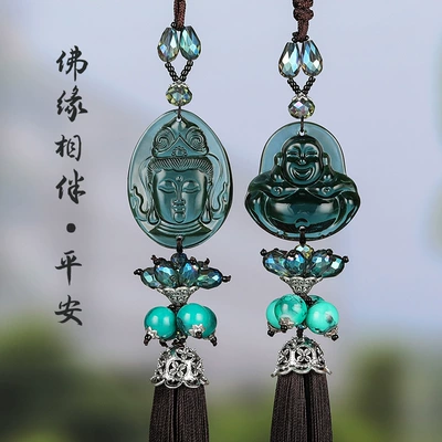 Car hanging – Pendant Dark Green Glass Guanyin