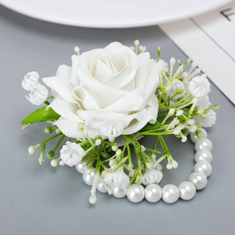 Nouveaux Fournitures De Mariage Corsage De Broche De Fleur De Poignet De Simulation Blanche De Style Occidental display picture 5