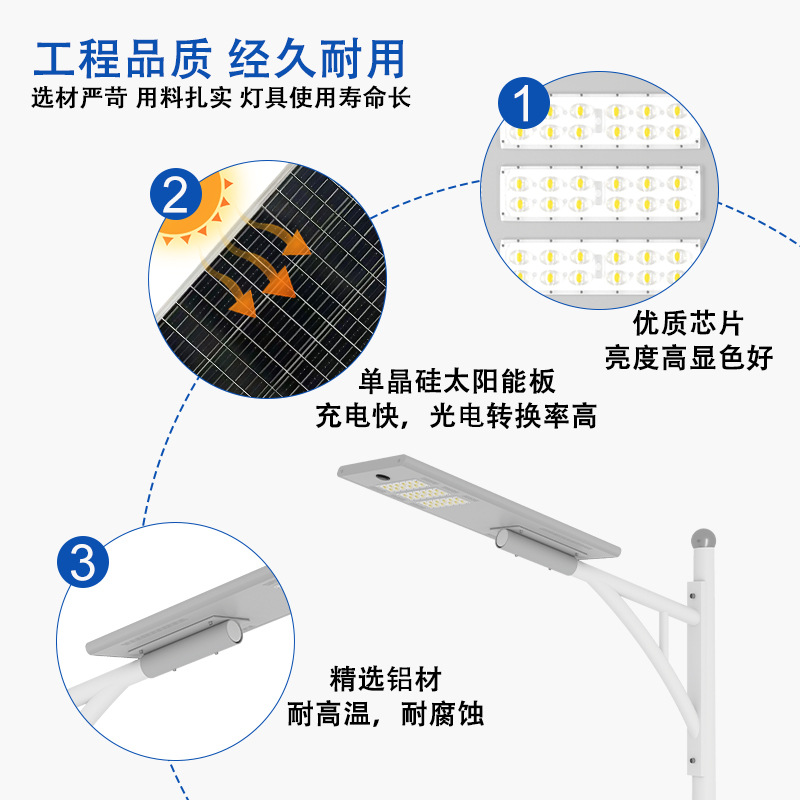 Lámpara de calle solar integrada nueva inducción de radar ajustable lámpara de monitoreo solar poste de luz de carretera al por mayor