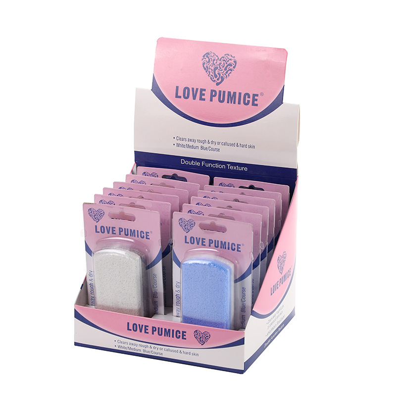 Fashion two-tone glass foot file, double-sided pumice stone foam glass dead skin foot file massage tool