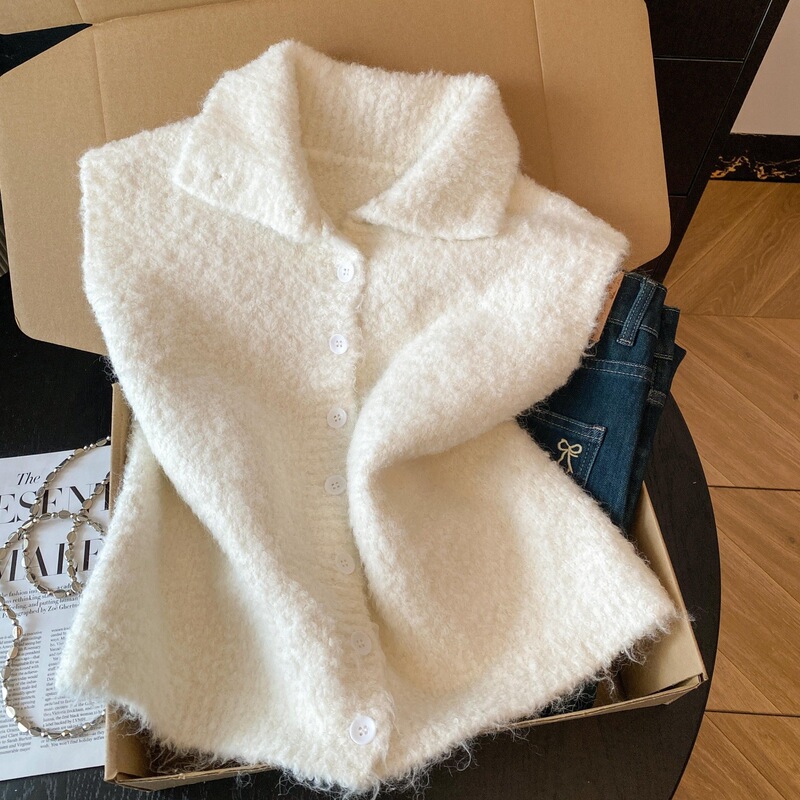 Korean Fashionable High-Neck Knitted Vest for Women 2025 Autumn and Winter New Style Layered Small Cardigan Waistcoat Short