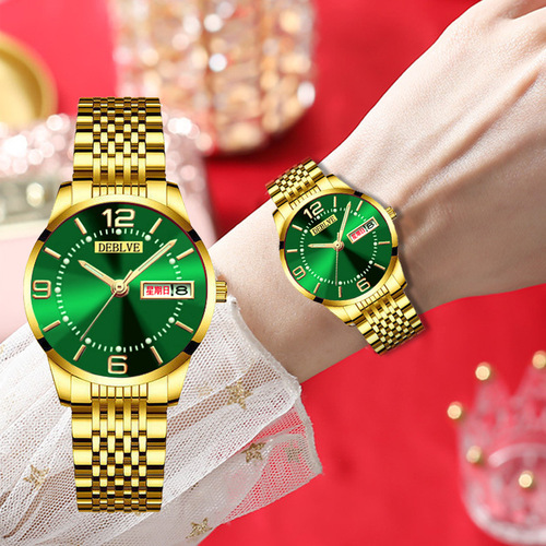 Swiss brand Chinese and English watch foreign trade gifts ladies calendar watch fashionable alloy steel band waterproof luminous