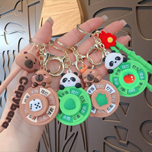 卡皮巴拉转转乐钥匙扣卡通好运熊猫小决定转盘书包挂件娃娃机礼物