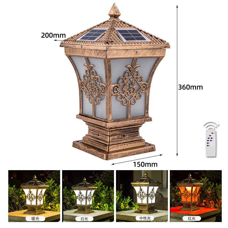lámpara solar de columna de jardín al aire libre comunidad de lámpara de perimeter villa patio puerta de muralla lámpara de columna lámpara de patio