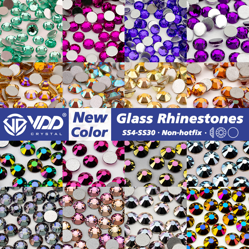 Vdd Flat-Back Rhinestones New Color High-Quality Round Glass Crystal Nail Art Rhinestones Phone Case Decoration Accessories Rhinestones