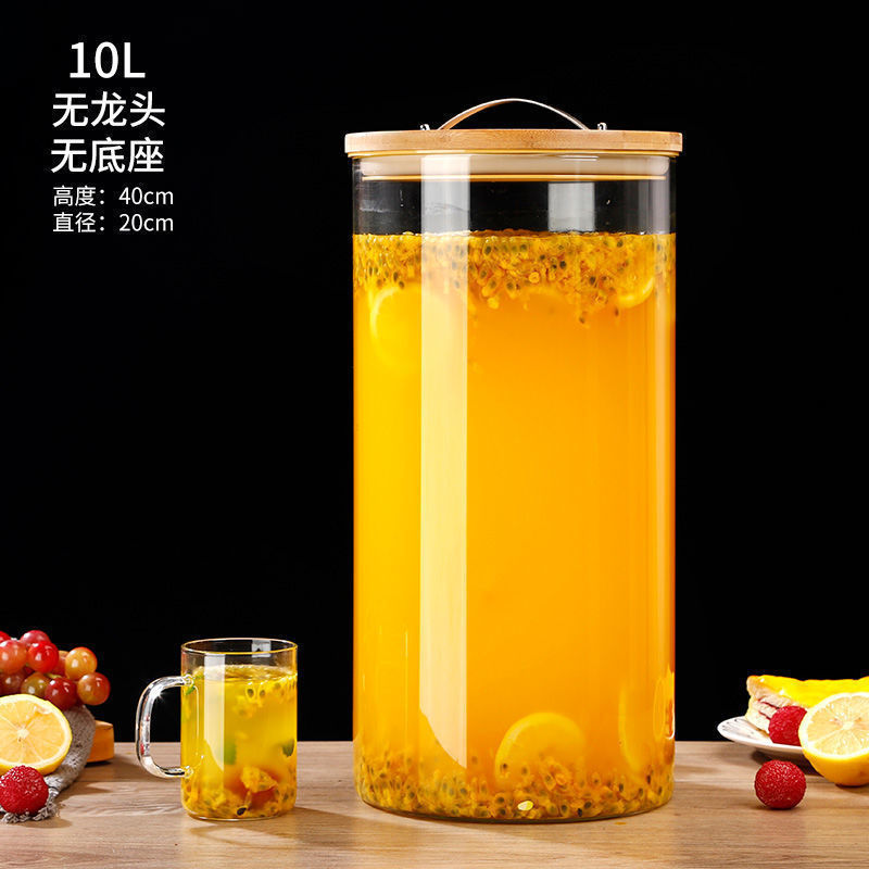 hervidor de agua fría con grifo hervidor de agua fría vidrio resistente a altas temperaturas bebida de gran capacidad barril de jugo de fruta barril de licor de limonada barril de fermentación