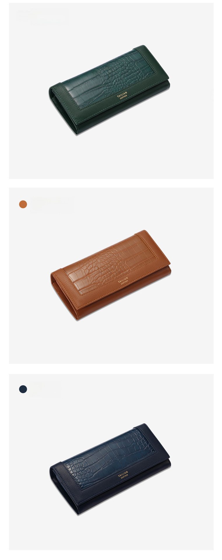 Terian Tailian wallet women's foreign trade European and American style crocodile pattern clutch multi-functional wallet purse_voghion.com