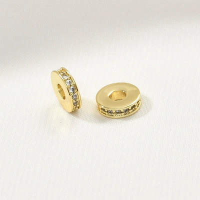 Copper Plated 18K True Gold Color Preservation Zircon Beads Large Hole Wheel Beads Beaded diy Bracelet Necklace Ear Jewelry Accessories (Zərgərlik ara hissələri) - 17-trumpet-zircon-bead-1