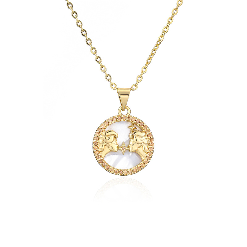 wholesale jewelry gold electroplated copper 12 constellation necklace Nihaojewelry