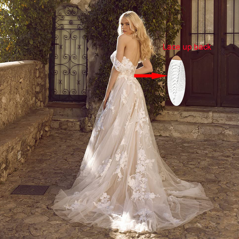 Vestido de novia sexy moda elegante adelgazante hilo ligero Amazon nueva primavera nuevo fuera del hombro tubo superior blanco image 5