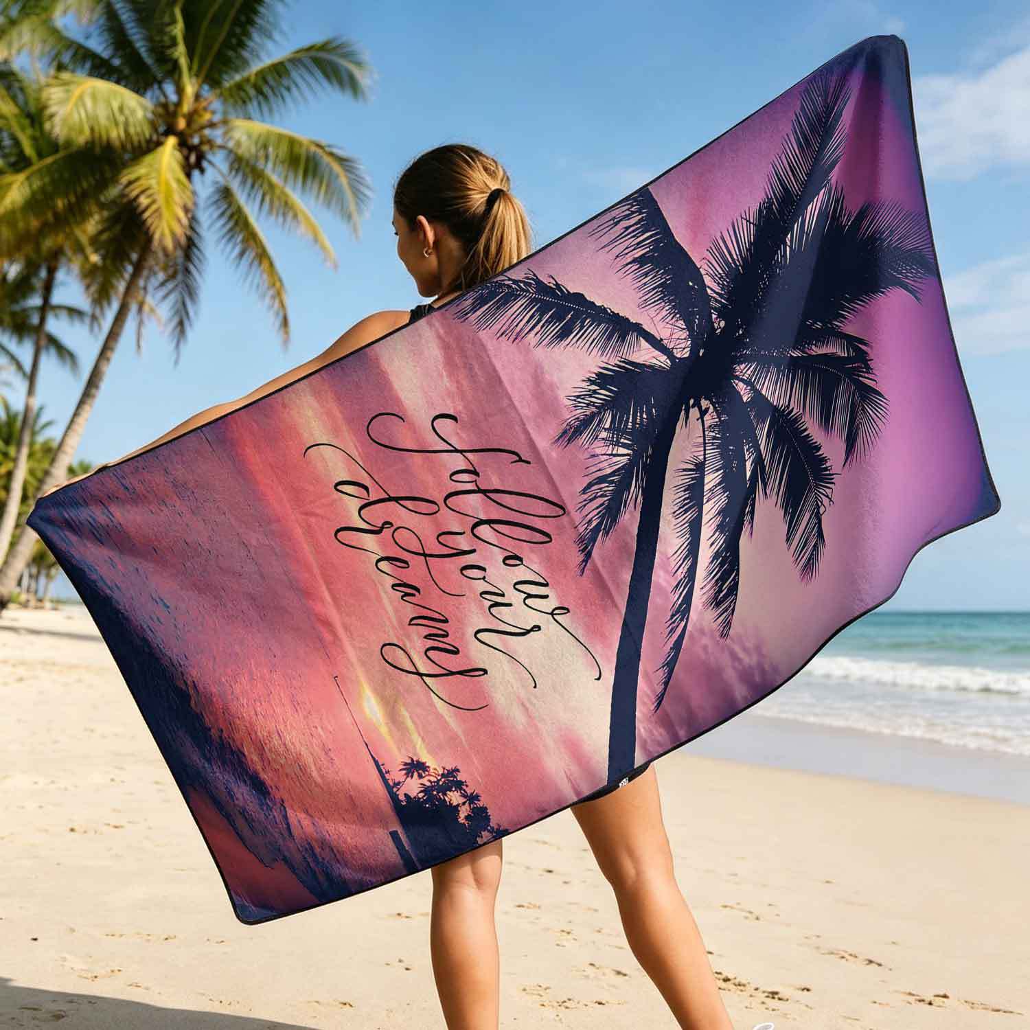 Printed bath towel and car seat cover 2-in-1, ultra-fine fiber outdoor beach and car dual-use universal seat cushion